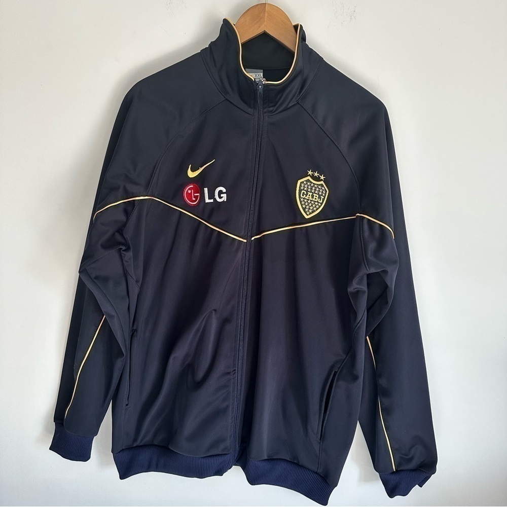 Vintage Nike LG CABJ BOCA Men Navy Soccer Team Jacket Made In Argentina Size XXL